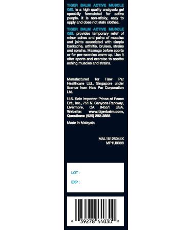 Tiger Balm Active Muscle Gel 2oz - Soothing Pain Relief | Fast International Shipping - Buy Online on GoSupps.com