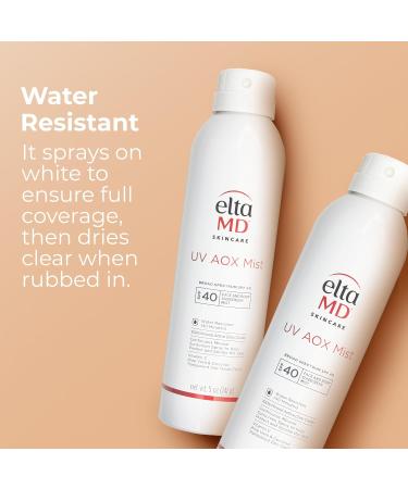 EltaMD UV AOX Mist Mineral Sunscreen Spray SPF 40 Broad Spectrum Face and Body Sunscreen with Zinc Oxide 100% Mineral Active Hydration Boost with Antioxidants Moisturizer with SPF 40 5 oz - Buy Online on GoSupps.com
