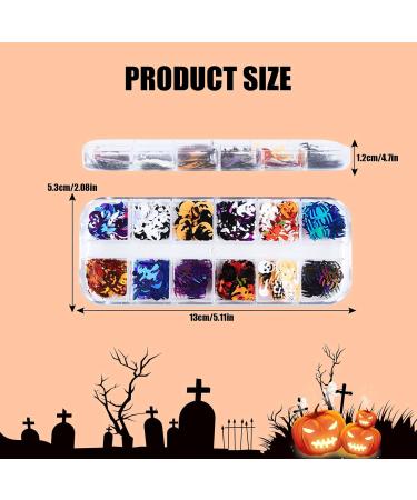 Halloween Nail Sequins 1 Box 12 Grids Ghost Witch Skeleton Spider Pumpkin Cat Nail Glitter Flakes Halloween Skull Nail Art Glitter Nail Accessories for Women Girls Nail Art Design Decoration - Buy Online on GoSupps.com