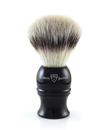 Edwin Jagger 1EJ336Synst Classic synthetic silver tip environmentally friendly vegan peeling rasier brush for shaving cream or shaving soap for men and women (black)