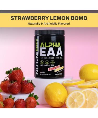 NutraBio Alpha EAA Acids for Muscle Growth Essential Amino Acids Full Spectrum EAA BCAA Powder Amino Acid Supplement 30 Servings - Strawberry Lemon - Buy Online on GoSupps.com