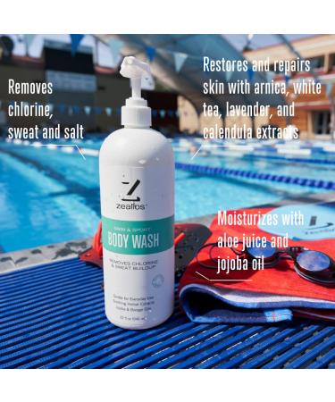 Zealios Swim & Sports Body Wash 32oz - Chlorine & Sweat Odor Removal for Swimmers & Athletes - Hydrating Formula for Daily Use - Buy Online on GoSupps.com
