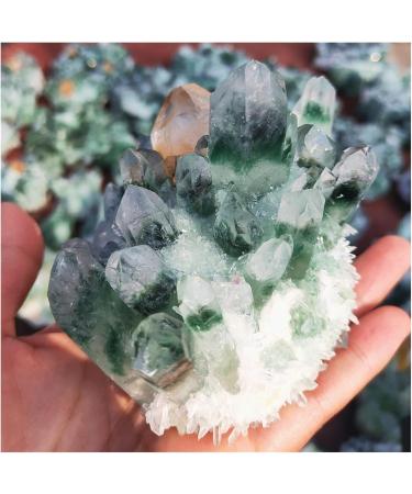 Natural Crystal Rough Quartz Cluster Natural Green Ghost Crystal Cluster Inlaid with Yellow Specimen Stone Collection - Buy Online on GoSupps.com