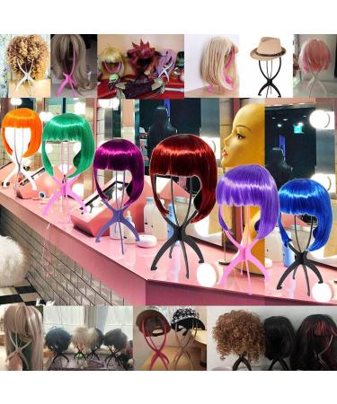 Wiysday 6PCS Collapsible Wig Stand for Short Wig 14 inch - Portable Travel Wig Holder (Black) - Buy Online on GoSupps.com