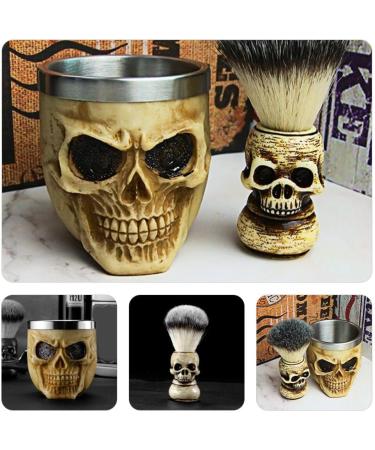 Exceart Vintage Skull Razor Brush Kit | Wooden Handle Shaving Brushes for Men | International Shipping Available - Buy Online on GoSupps.com