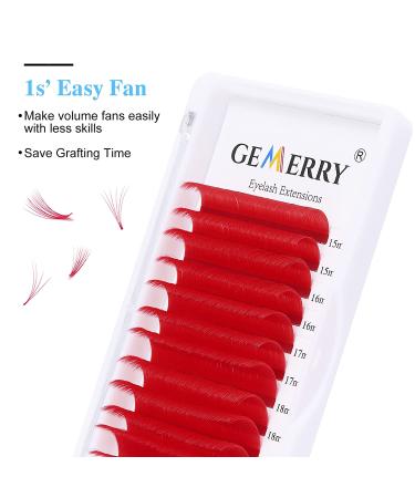 Color Lash Extensions Easy Fan Red 0.07mm C Curl 15-20mm | Volume Lashes - Self Fanning 2D-20D | Rapid Blooming Flower Professional (Red-C 15-20mm) - Buy Online on GoSupps.com