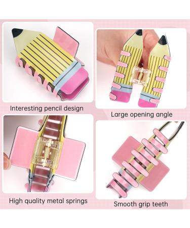 Pencil Claw Clip Fun Pencil Hair Clip Acrylic Pencil Hair Claw Clip for Women Girls Fun Teacher Hair Accessories Strong Hold Pencil Claw Clips For Thin Hair (Color : B*2) - Buy Online on GoSupps.com