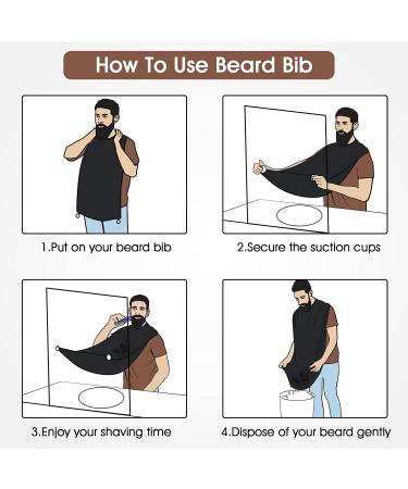 Men's Waterproof Beard Bib Apron - Trimming Catcher with Suction Cups - Grooming Accessories - Birthday Gifts for Him (Black) - Buy Online on GoSupps.com
