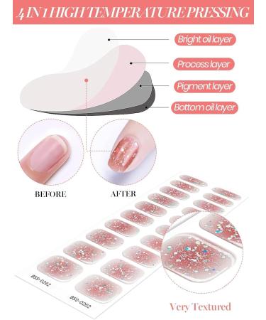 EBANKU 20pcs Nail Wraps Self Adhesive Gel Nail Stickers Nail Gel Polish Strips Full Wraps Nail Polish Stickers Cured Gel Nail Strips with Nail File and Stick (Pixie Dust) - Buy Online on GoSupps.com