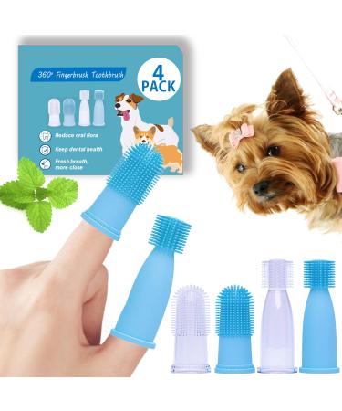 Bileumec Dog Finger Toothbrush 4 Pack - Vet Advice Dog Teeth Cleaning Product - Specifically Designed for Oral-Sensitive Pet 2 mm Thickened Version - Buy Online on GoSupps.com