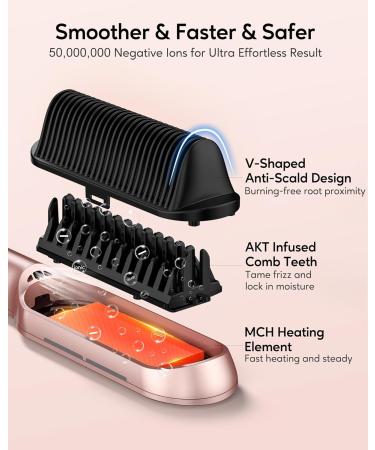 Terviiix Hair Straightening Brush - 14 Heat Settings - 3D ceramic tooth comb - Rose Gold - Buy Online on GoSupps.com