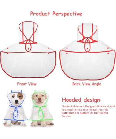 Shop Petcute Waterproof Dog Raincoat with Hood - Transparent PVC Breathable Button Closure | Ideal for Medium & Large Dogs in Red - Buy Online on GoSupps.com