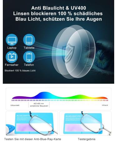 OKH 4-Pack Gun-Color Reading Glasses for Men - Metal Frame Blue Light Blocking & UV Filter - 1.5x Magnification - Buy Online on GoSupps.com