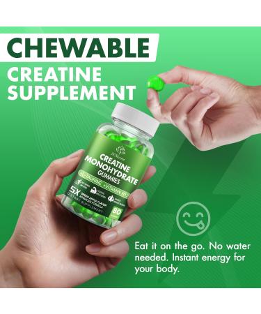 Creatine Monohydrate Gummies - 5g for Men & Women 160 Count and Creatine Chewable Supplements for Muscle Gain Muscle Strength Green Apple Flaavor - Buy Online on GoSupps.com