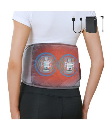 Cordless Heating Pad with Massager  Portable Heating Pads for Back Pain Relief  Lower Back Heating Pad for Cramps with 3 Heat Settings and 3 Vibration Modes  Rechargeable Heated Pad for Back  Abdomen Massage Heating Pad