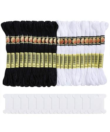 Pllieay 24 Skeins Friendship Bracelets Floss  Black and White Embroidery Cross Stitch Threads Cotton  Embroidery Floss with 12 Pieces Floss Bobbins for Halloween Knitting  Cross Stitch Project - Buy Online on GoSupps.com