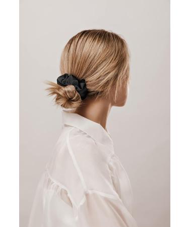 Premium Handcrafted 25 Momme Silk Scrunchies - Medium (Pack of 3) Bedrock Midnight Champagne - Buy Online on GoSupps.com