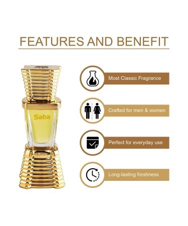 Saba Attar | Floral & Spicy Fragrance | Unisex Non-Alcoholic | Long Lasting Attar Men & Women - 10 ML - Buy Online on GoSupps.com