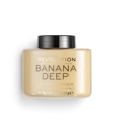 Makeup Revolution Loose Baking Powder, Make Up Setting Powder, Provides Long-lasting Coverage, Reduces Shine, For Medium To Dark Skin Tones, Banana Deep, 32g