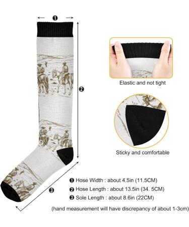 Haskirky High Elasticity Compression Socks - Desert Cowboy Inspired Knee-High Socks for Adult Leisure, Fatigue Relief, and Running - 1 Pair - Buy Online on GoSupps.com