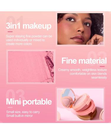 Erinde Mini Highlighter Bronzer & Blush Powder Palette Matte Shimmer Powder Makeup Tiny Face Palette with Mirror All in One Blendable Travel Friendly Cruelty Free 3 Colours #04 - Buy Online on GoSupps.com