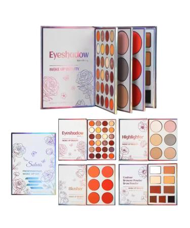 Palette De Maquillage Pour Femmes 45 Couleurs Multifonctionnel Palette De Highlighter Et De Blush En Style Livre | Pour Quotidien Voyage Rencontres D placements S ance Photo Anniversaire