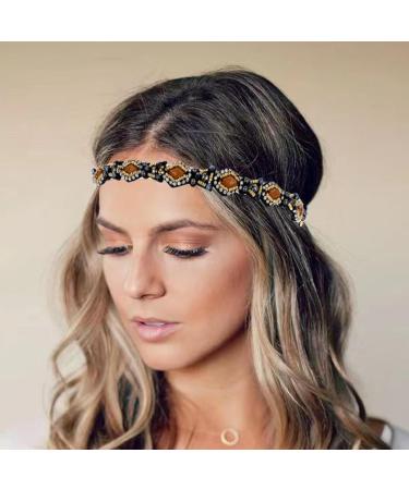 Elastic Headband with Rhinestone&Beads Decors Hair Hoop Women Wedding Party Taking Photo Headband 1 - Buy Online on GoSupps.com