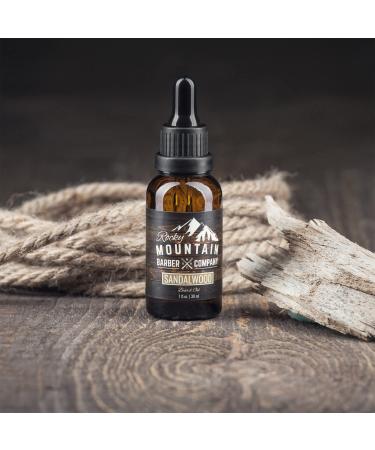 Rocky Mountain Barber Co. Men's Sandalwood Beard Oil - Nourishing Grapeseed Coconut & Argan Oils | Authentic Sandalwood Essence - Buy Online on GoSupps.com