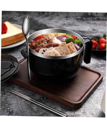 Zerodeko 1 Set Instant Noodle Bowl Food Containers Noodle Bowl with Lid Bowl with Tableware Japanese Ramen Noodles Salad Bowl Lidded Food Bowl Child Chopsticks Stainless Steel 18.50X15.50X11.50CM Black - Buy Online on GoSupps.com