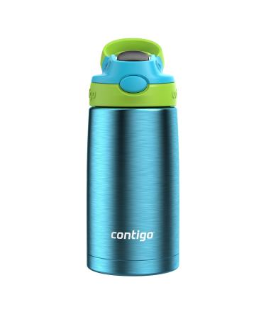 Contigo Aubrey Kids Stainless Steel Water Bottle with Spill-Proof Lid Cleanable 13oz Kids Water Bottle Keeps Drinks Cold up to 14 Hours Blue Raspberry/Cool Lime