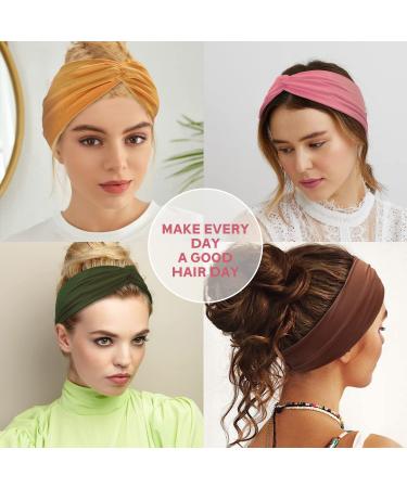 Yeshan 12 Pack Wide Twist Headbands for Women - No Slip Yoga & Workout Hair Bands in Solid Colors - Buy Online on GoSupps.com