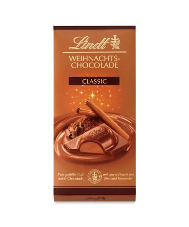 Lindt & Spr ngli Lindt Classic 4 x 100g Whole Milk Chocolate Deliciously Stuffed with Nut Cream - Refined with a touch of Cinnamon and Cilantro - Christmas Gift