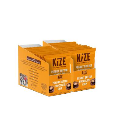 KiZE Energy Bars - Peanut Butter Chocolate Chip - 20-Count - Gluten Free Dairy Free Non-GMO and High Protein Meal Replacement Energy Bars Clean and Simple Food Ingredients - 10g High Protein Snacks (20 Count) Peanut But