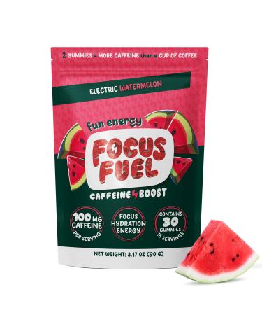 Energy Chews - Focus + Energy Gummies 100mg Caffeine per 2 Gummies Includes B12 Magnesium Electrolytes All-Natural Ingredients (Watermelon - 30 Chews 3.17oz)