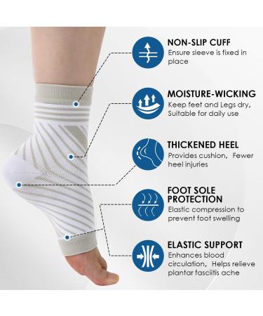 4 Pairs Neuropathy Plantar Fasciitis Foot Compression Socks XL White - Support for Men & Women, Sports Recovery, Arch Support, Anti-Slip, Breathable, Pain Relief | Cheap4UK - Buy Online on GoSupps.com