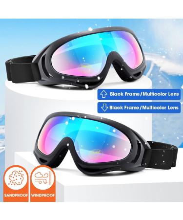 MAMBAOUT 2-Pack Snow Ski Goggles - Multicolor Lenses - Unisex Youth & Kids Fit - Buy Online on GoSupps.com