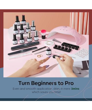 Modelones 28 Colors Gel Nail Kit with 48W Nail Lamp - DIY Home Nail Curing Set for Women in Orange Red - Buy Online on GoSupps.com