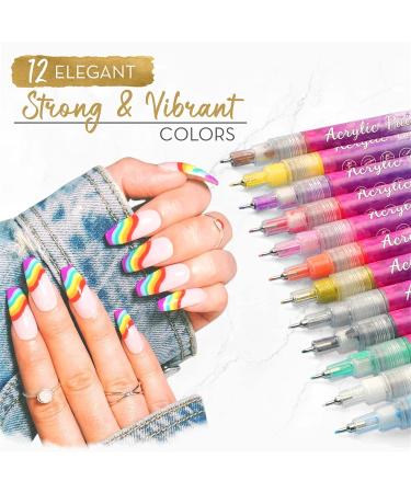 12 Colors Ultra Thin Curve Manicure Marker Set - 12PCS | Precision Nail Art Pens - Buy Online on GoSupps.com