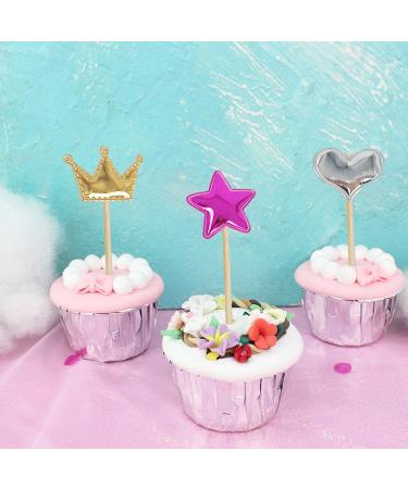 380 pcs cupcake toppers Cake decoration Glitter Hear crown cupcake toppers star Party Decoration for Birthday foretee cake topper Baby man boy shower (Bright) (380pcs) - Buy Online on GoSupps.com