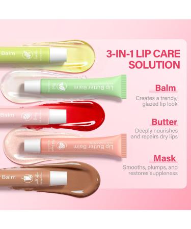 RIHAKO Glossy Lip Balm & Lip Gloss Set Hydrating Lip Butter Balms For Smooth, Soft Lips Nourishing, Long-Lasting Moisture Vanilla, Coffee, Mint, Berry & Pink Sugar,Valentine S Day Gifts For Women - Buy Online on GoSupps.com