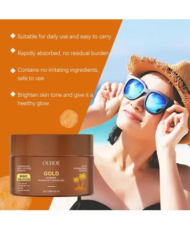Golden Glitter Tanning Gel Summer Outdoor Beach Gentle Moisturizing Tanning Aid Wheat Skin Tone Tanning Cream - Buy Online on GoSupps.com