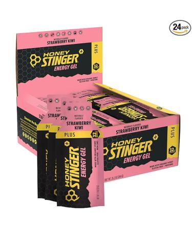 Honey Stinger Strawberry Kiwi Energy Gel | Caffeinated & Gluten Free with Organic Honey | For Exercise, Running and Performance | Sports Nutrition for Home & Gym, Pre and Mid Workout | 24 Pack Strawberry Kiwi 1.1 Ounce (Pack of 24)