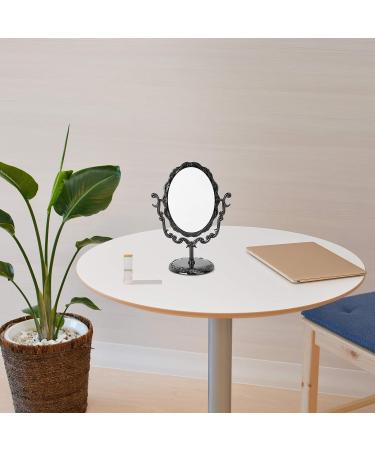 Leorx Vintage Desktop Makeup Mirror - Acrylic Rose Pattern Vanity Mirror (Black) - 22x16x9.5cm - Ideal for Bedroom & Bathroom - Buy Online on GoSupps.com