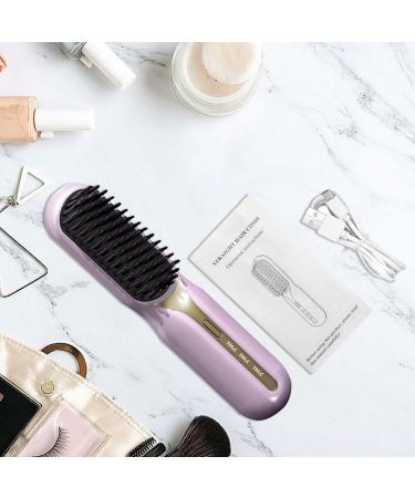 Cordless Hair Straightener Brush - Portable Straightening Brush with 3 Heating Settings | Hair Straightener | Ionic Straightener Comb for Home Salon and Travel Refer to description Pink