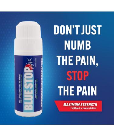 Blue Stop Max Lidocaine Roll On 4% Lidocaine & 1% Menthol for Maximum Pain Relief | Joint Health MSM & Glucosamine Formula - Buy Online on GoSupps.com