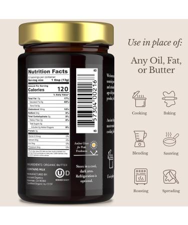 Ancient Organics Ghee - Organic Grass Fed Ghee Butter Gluten-Free Clarified Butter Vitamins & Omegas - Lactose Reduced Kosher USDA Certified - 28 Oz - Pack of 2 - Buy Online on GoSupps.com