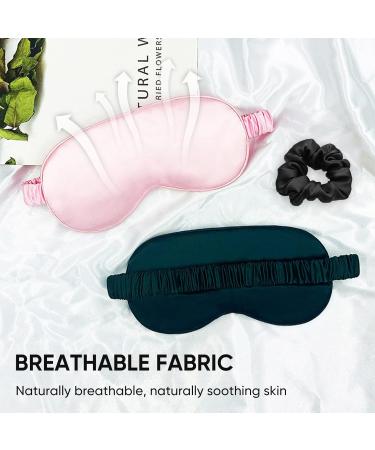 Premium Silk Sleep Mask with Ear Plugs & Hair Loop - Ideal Shading Blindfold for Men & Women (Pink & Dark Green) - International Shipping Available - Buy Online on GoSupps.com