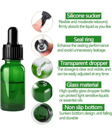 12 Pack 10ml Green Dropper Bottle Essential Oil Glass Bottles with Glass Pipette small Sample Glass Bottles Refillable Cosmetics Container Vials for Aromatherapy Blends Massage Beauty Oil - Buy Online on GoSupps.com