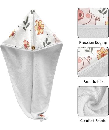 Pink Pigs Flowers Hair Towel 2 Pack | Super Absorbent Quick Dry Hair Turbans for Women & Girls - Buy Online on GoSupps.com