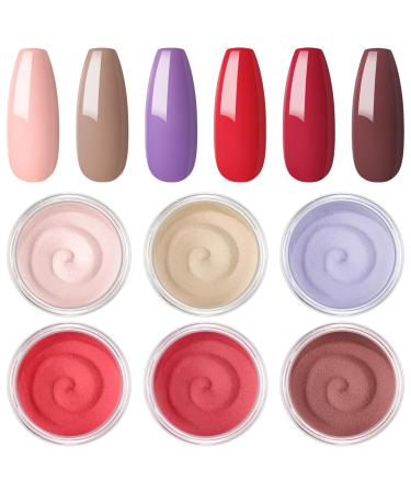 2G Dipping Powder Kit Nail Starter Nail 6PCS Dipping Powder System French Powder No Needed Nail Lamp Fast Dry Nail Art Manicure DIY Salon Gift Set for Women Girls DIY Nail Beginner Home Salon Gift color03